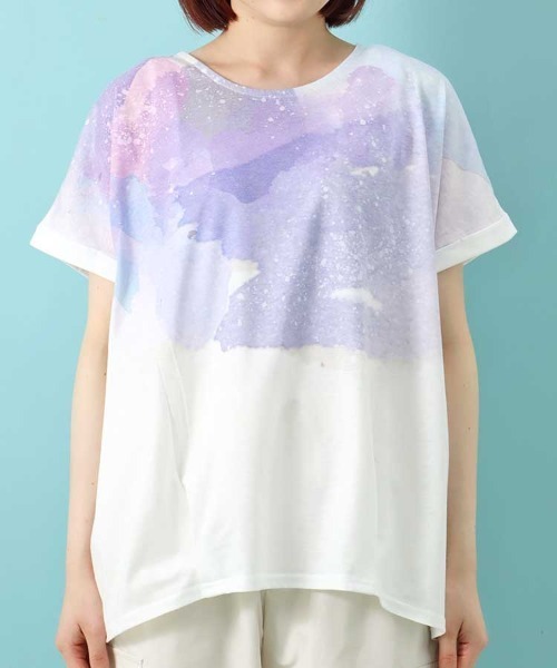 Bleu Bleuet(ブルーブルーエ)の「水彩プリントTシャツ(Tシャツ/カットソー・レディース・その他/その他4/その他3/その他2/その他1・FREE)」の6枚目の写真