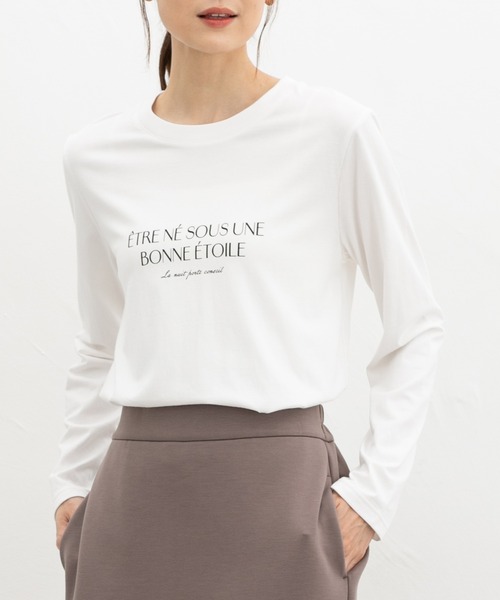Honeys（ハニーズ）の「ロゴプリントＴシャツ（Tシャツ/カットソー・レディース・ボルドー/ブラック/アイボリー/モカ/ベージュ・M/S/LL/L）」の7枚目の写真