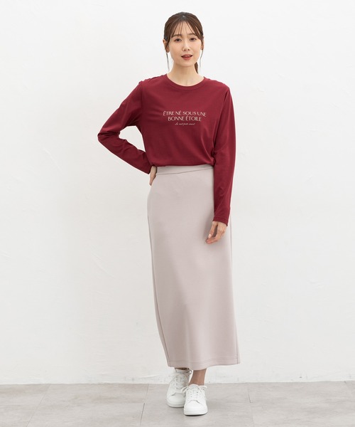 Honeys（ハニーズ）の「ロゴプリントＴシャツ（Tシャツ/カットソー・レディース・ボルドー/ブラック/アイボリー/モカ/ベージュ・M/S/LL/L）」の12枚目の写真