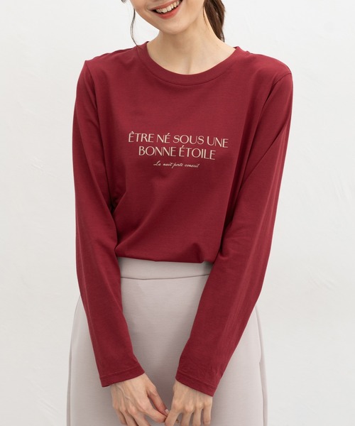 Honeys（ハニーズ）の「ロゴプリントＴシャツ（Tシャツ/カットソー・レディース・ボルドー/ブラック/アイボリー/モカ/ベージュ・M/S/LL/L）」の13枚目の写真