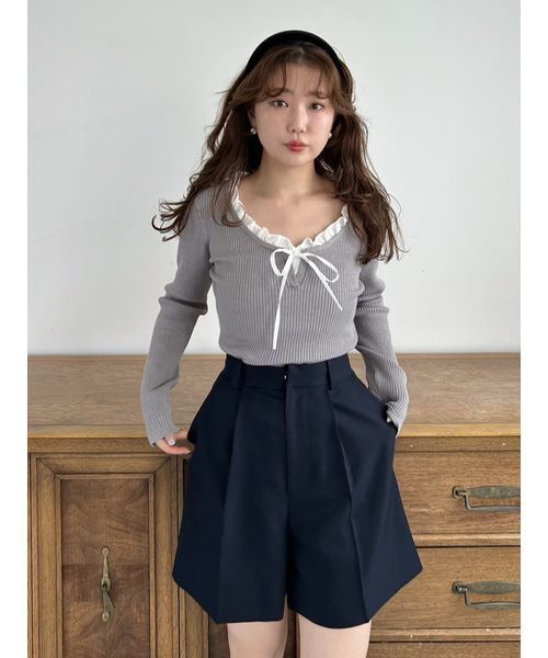 SNIDEL フリルドッキングプルオーバー フリルドッキングニットプルオーバー（ニット/セーター）｜SNIDEL