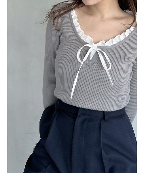 フリルドッキングニットプルオーバー（ニット/セーター