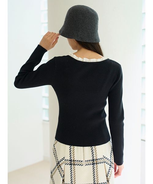 SNIDEL 新品タグ付 フリルドッキングニットプルオーバー フリルドッキングニットプルオーバー（ニット/セーター