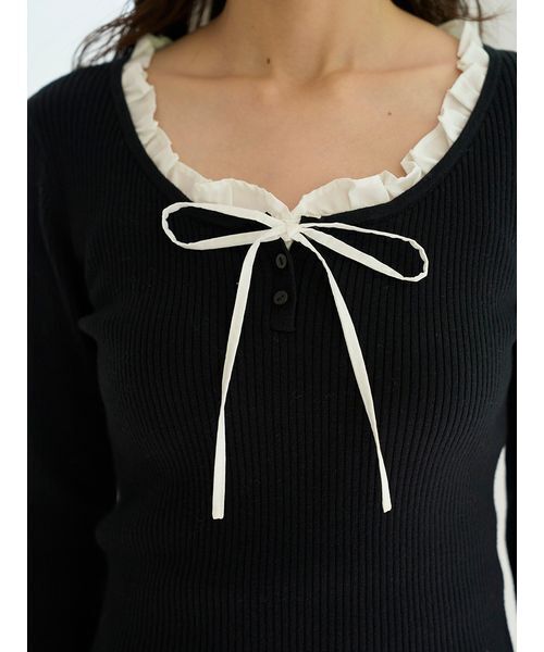 フリルドッキングニットプルオーバー（ニット/セーター