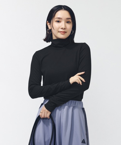 TIGORA(ティゴラ)の「ティゴラ TIGORA ストレッチリブハイネックTシャツ(Tシャツ/カットソー・レディース・グリーン/ブラック/チャコールグレー/オフホワイト・S/M/L/XL)」の22枚目の写真