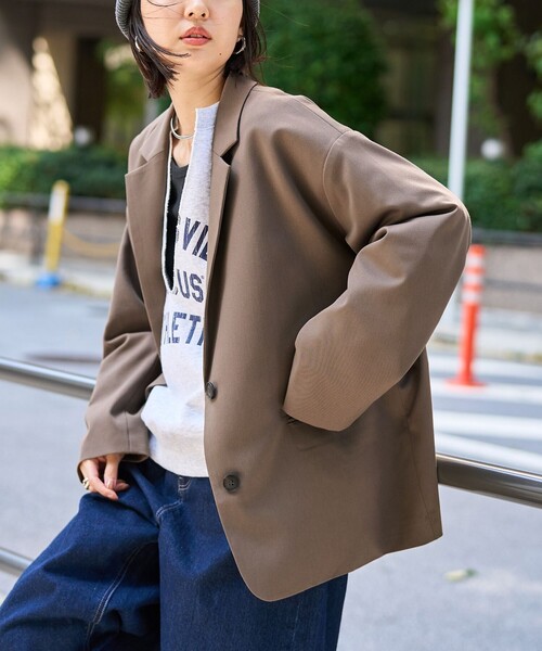 coen（コーエン）の「TRオーバーサイズジャケット（テーラードジャケット・レディース・ブラック/モカ/ベージュ・FREE）」の2枚目の写真