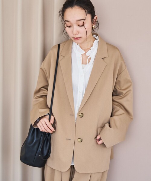 coen（コーエン）の「TRオーバーサイズジャケット（テーラードジャケット・レディース・ブラック/モカ/ベージュ・FREE）」の10枚目の写真