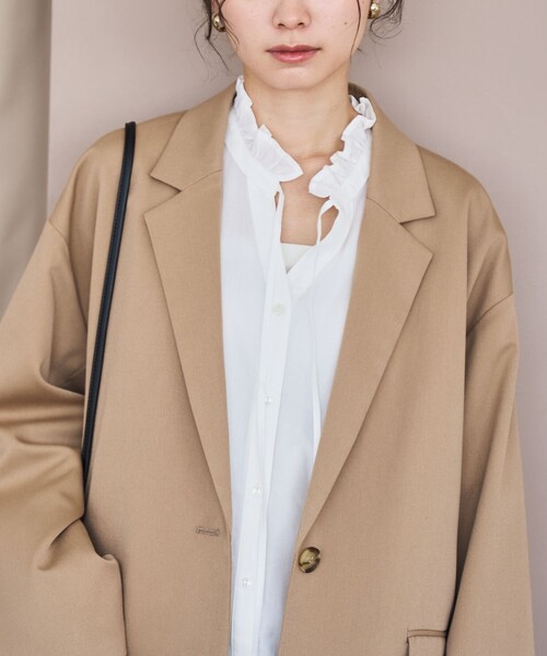 coen（コーエン）の「TRオーバーサイズジャケット（テーラードジャケット・レディース・ブラック/モカ/ベージュ・FREE）」の13枚目の写真