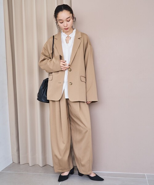 coen（コーエン）の「TRオーバーサイズジャケット（テーラードジャケット・レディース・ブラック/モカ/ベージュ・FREE）」の14枚目の写真