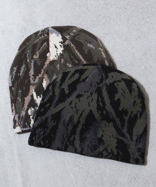 BEAMS HEART（ビームスハート）の「カモ柄 ビーニー【ユニセックス】（ニットキャップ/ビーニー・メンズ・オリーブ/ブラック・ONE SIZE）」の2枚目の写真