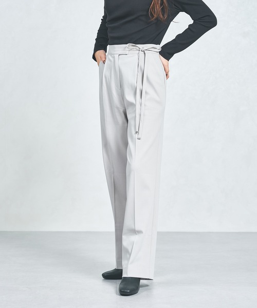 MISCH MASCH(ミッシュマッシュ)の「WEB限定 サイドリボンウーリッシュパンツ(スラックス・レディース・ピンク/ブラウン/グレー・M/S/L)」の2枚目の写真