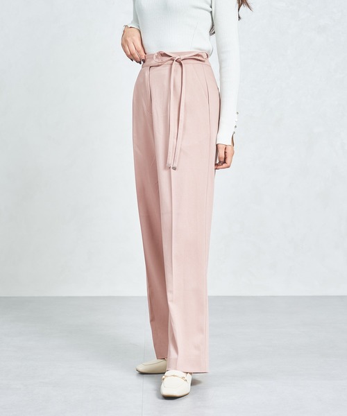 MISCH MASCH(ミッシュマッシュ)の「WEB限定 サイドリボンウーリッシュパンツ(スラックス・レディース・ピンク/ブラウン/グレー・M/S/L)」の3枚目の写真