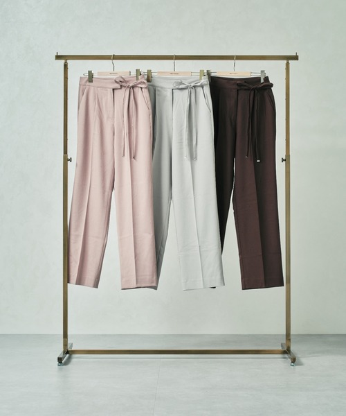 MISCH MASCH(ミッシュマッシュ)の「WEB限定 サイドリボンウーリッシュパンツ(スラックス・レディース・ピンク/ブラウン/グレー・M/S/L)」の4枚目の写真