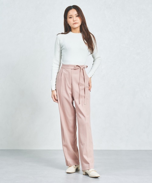 MISCH MASCH(ミッシュマッシュ)の「WEB限定 サイドリボンウーリッシュパンツ(スラックス・レディース・ピンク/ブラウン/グレー・M/S/L)」の11枚目の写真