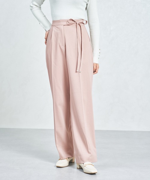 MISCH MASCH(ミッシュマッシュ)の「WEB限定 サイドリボンウーリッシュパンツ(スラックス・レディース・ピンク/ブラウン/グレー・M/S/L)」の9枚目の写真