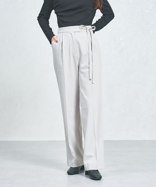 MISCH MASCH(ミッシュマッシュ)の「WEB限定 サイドリボンウーリッシュパンツ(スラックス・レディース・ピンク/ブラウン/グレー・M/S/L)」の12枚目の写真