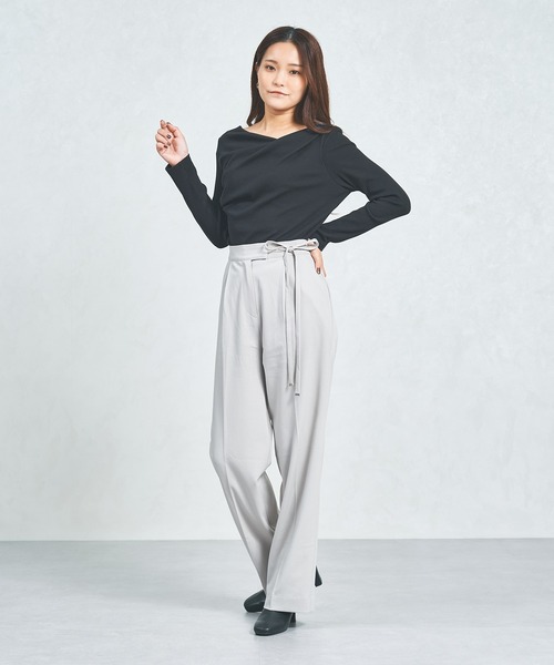 MISCH MASCH(ミッシュマッシュ)の「WEB限定 サイドリボンウーリッシュパンツ(スラックス・レディース・ピンク/ブラウン/グレー・M/S/L)」の13枚目の写真