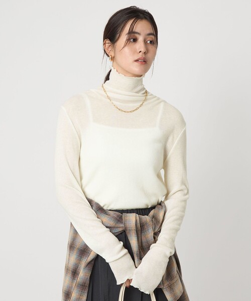 green label relaxing(グリーンレーベルリラクシング)の「テレコ タートルネック プルオーバー(Tシャツ/カットソー・レディース・オフホワイト/ブラック/ライトピンク/ダークブラウン/ダークグレー/その他1/ライトブルー・FREE)」の22枚目の写真