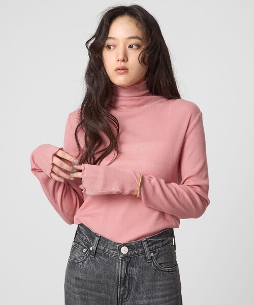 green label relaxing(グリーンレーベルリラクシング)の「テレコ タートルネック プルオーバー(Tシャツ/カットソー・レディース・オフホワイト/ブラック/ライトピンク/ダークブラウン/ダークグレー/その他1/ライトブルー・FREE)」の12枚目の写真