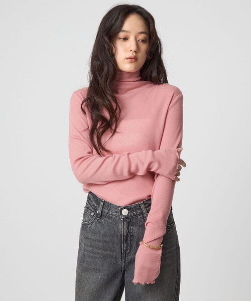 green label relaxing(グリーンレーベルリラクシング)の「テレコ タートルネック プルオーバー(Tシャツ/カットソー・レディース・オフホワイト/ブラック/ライトピンク/ダークブラウン/ダークグレー/その他1/ライトブルー・FREE)」の14枚目の写真