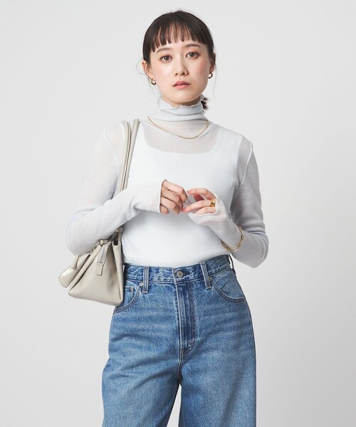 green label relaxing(グリーンレーベルリラクシング)の「テレコ タートルネック プルオーバー(Tシャツ/カットソー・レディース・オフホワイト/ブラック/ライトピンク/ダークブラウン/ダークグレー/その他1/ライトブルー・FREE)」の17枚目の写真