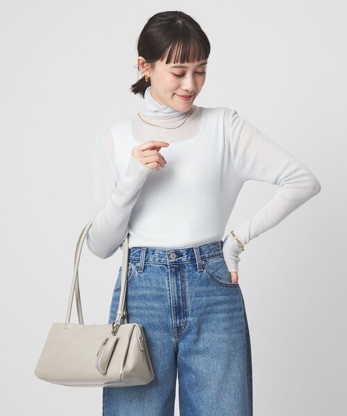 green label relaxing(グリーンレーベルリラクシング)の「テレコ タートルネック プルオーバー(Tシャツ/カットソー・レディース・オフホワイト/ブラック/ライトピンク/ダークブラウン/ダークグレー/その他1/ライトブルー・FREE)」の18枚目の写真