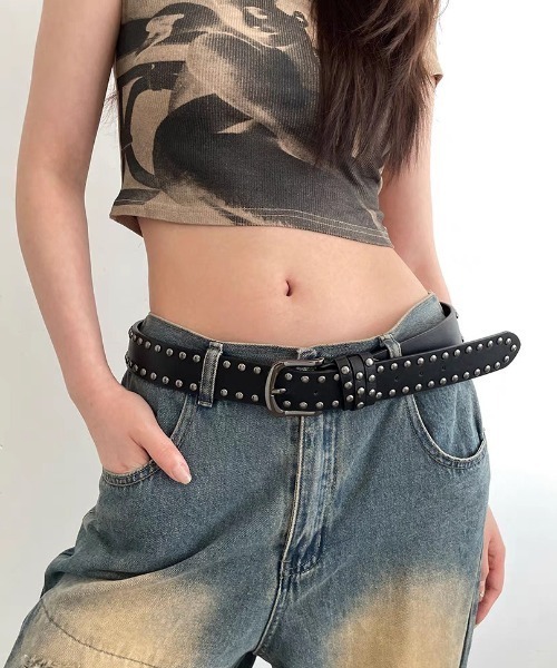 lilful(リルフル)の「シンプルスタッズウエスタンベルト(ベルト・レディース・ブラック/ホワイト・F)」の5枚目の写真