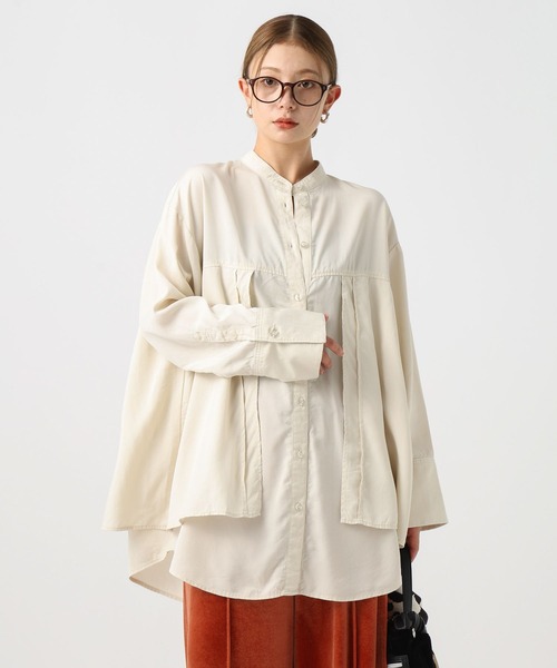 BAYFLOW（ベイフロー）の「[ヒップまでカバーする着丈]オーバーラップチュニック（チュニック・レディース・チャコール/ブルー/ライトベージュ・FREE）」の19枚目の写真