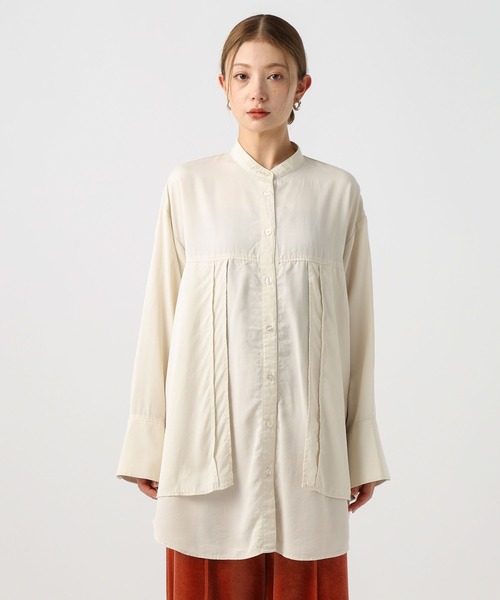 BAYFLOW（ベイフロー）の「[ヒップまでカバーする着丈]オーバーラップチュニック（チュニック・レディース・チャコール/ブルー/ライトベージュ・FREE）」の13枚目の写真