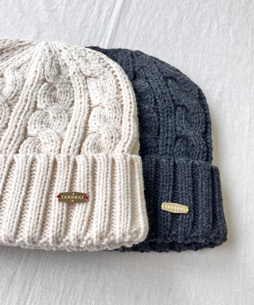 Q（キュー）の「ケーブルニットワッチ（ニットキャップ/ビーニー・レディース・アイボリー/チャコールグレー・ONE SIZE）」の14枚目の写真