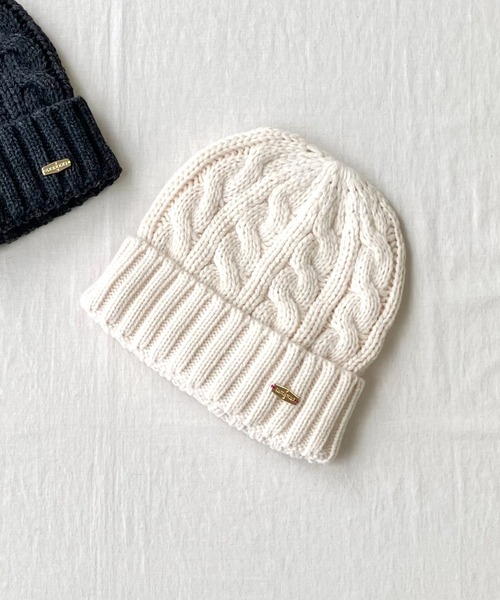 Q（キュー）の「ケーブルニットワッチ（ニットキャップ/ビーニー・レディース・アイボリー/チャコールグレー・ONE SIZE）」の15枚目の写真