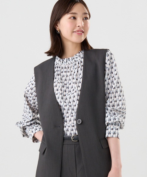 TOKYO SHIRTS(トウキョウシャツ)の「ロングジレ セットアップ可能(ベスト・レディース・ブラック/グレー・M/L)」の2枚目の写真