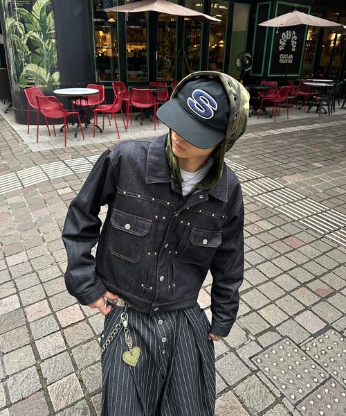 STUDS DESIGN RIGID SHORT DENIM JACKET／スタッズデザイン