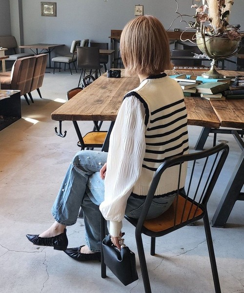 MAISON DE THERESE（メゾン ド テレーズ）の「フェイクツイン コントラスト ニット（ニット/セーター・レディース・アイボリー/ブラック・FREE）」の15枚目の写真