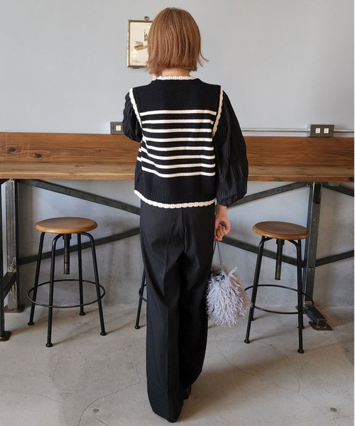 MAISON DE THERESE（メゾン ド テレーズ）の「フェイクツイン コントラスト ニット（ニット/セーター・レディース・アイボリー/ブラック・FREE）」の7枚目の写真
