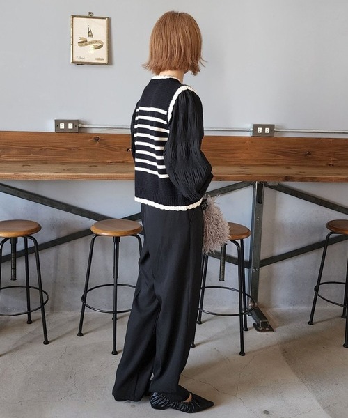 MAISON DE THERESE（メゾン ド テレーズ）の「フェイクツイン コントラスト ニット（ニット/セーター・レディース・アイボリー/ブラック・FREE）」の8枚目の写真