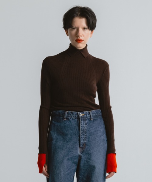 CINOH(チノ)の「TURTLE NECK TIGHT KNIT(ニット/セーター・レディース・ブラウン/チャコールグレー/ターコイズブルー・38)」の19枚目の写真