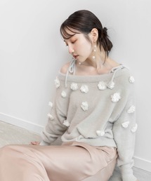 RANDA | フラワーモチーフシャギーニットトップス(ニット/セーター)