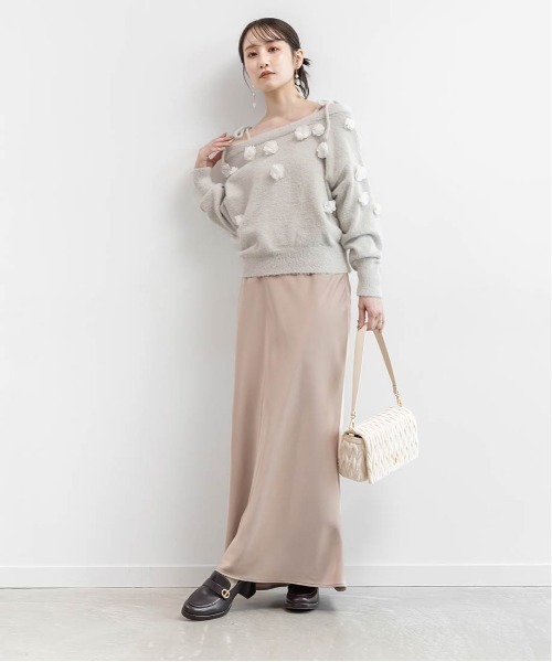 セール】フラワーモチーフシャギーニットトップス（ニット/セーター