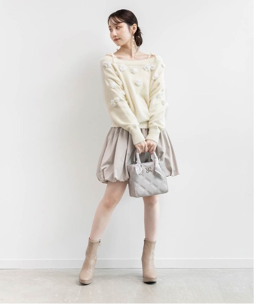 RANDA（ランダ）の「フラワーモチーフシャギーニットトップス（ニット/セーター・レディース・グレー/ピンク/アイボリー・FREE）」の15枚目の写真