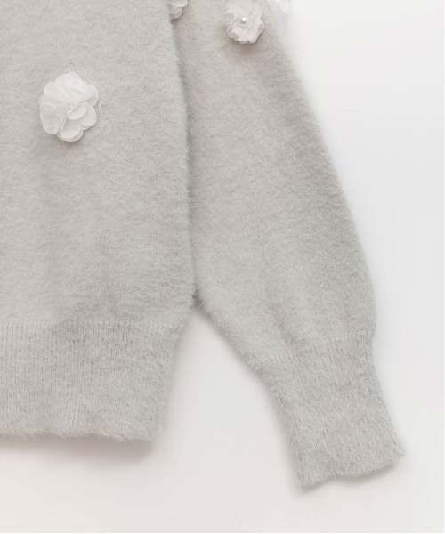 RANDA（ランダ）の「フラワーモチーフシャギーニットトップス（ニット/セーター・レディース・グレー/ピンク/アイボリー・FREE）」の11枚目の写真