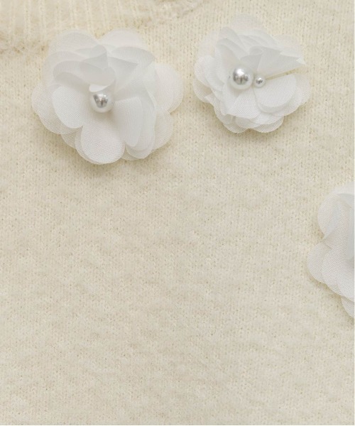 RANDA（ランダ）の「フラワーモチーフシャギーニットトップス（ニット/セーター・レディース・グレー/ピンク/アイボリー・FREE）」の8枚目の写真