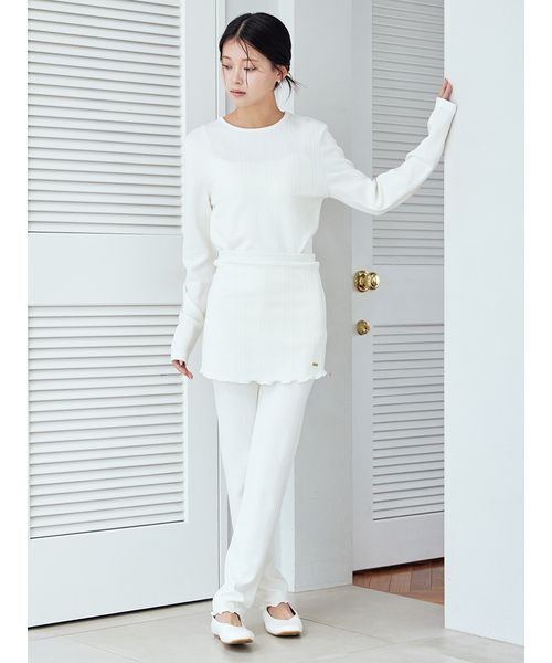 ジェラートピケ　ホットファブリックふくれジャガードレギンス　新品　オフホワイト gelato pique - ジェラートピケ ふくれジャガードレギンス オフ