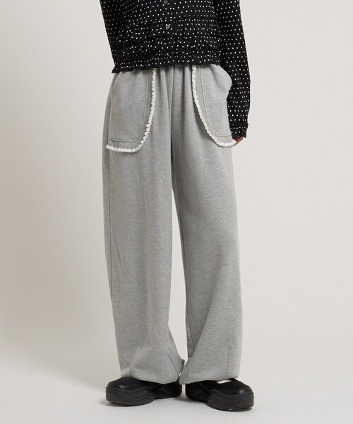 w closet(ダブルクローゼット)の「フリルポケットスェットパンツ(その他パンツ・レディース・アイボリー/グレー/ピンク/イエロー・FREE)」の3枚目の写真
