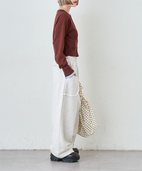 w closet(ダブルクローゼット)の「フリルポケットスェットパンツ(その他パンツ・レディース・アイボリー/グレー/ピンク/イエロー・FREE)」の6枚目の写真