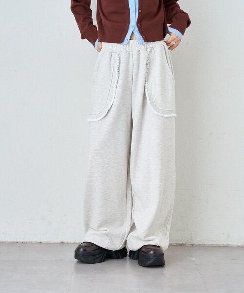 w closet(ダブルクローゼット)の「フリルポケットスェットパンツ(その他パンツ・レディース・アイボリー/グレー/ピンク/イエロー・FREE)」の7枚目の写真