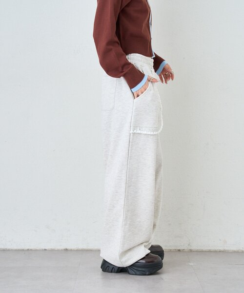 w closet(ダブルクローゼット)の「フリルポケットスェットパンツ(その他パンツ・レディース・アイボリー/グレー/ピンク/イエロー・FREE)」の10枚目の写真