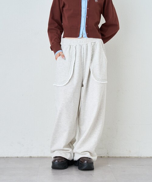 w closet(ダブルクローゼット)の「フリルポケットスェットパンツ(その他パンツ・レディース・アイボリー/グレー/ピンク/イエロー・FREE)」の11枚目の写真