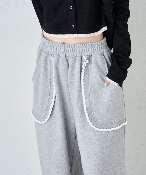 w closet(ダブルクローゼット)の「フリルポケットスェットパンツ(その他パンツ・レディース・アイボリー/グレー/ピンク/イエロー・FREE)」の16枚目の写真