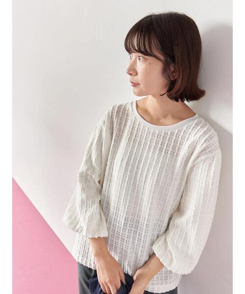 Samansa Mos2 blue(サマンサモスモスブルー)の「ジャカードボリュームスリーブプルオーバー(Tシャツ/カットソー・レディース・ブラウン/キナリ/ブラック・F)」の13枚目の写真